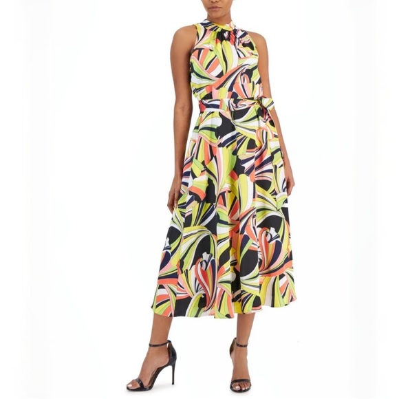 Anne Klein Dresses & Skirts - Anne Klein Women's Sleeveless Tie Neck Halter Printed Midi Dress NWT size 2